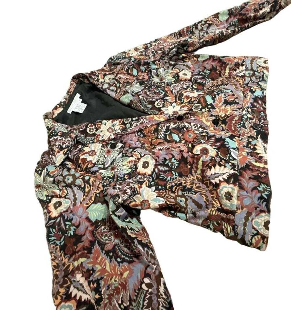 Maggy London Floral Paisley Jacket Size 12 Cotton Spandex Multicolor